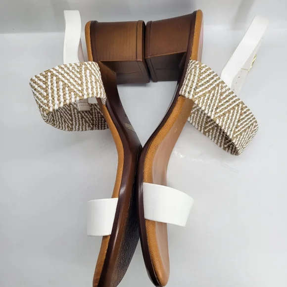 Italian Shoemakers Infamous White Brown Aztec Sandals Women’s 10 Low Heels NWOB - Picture 4 of 9